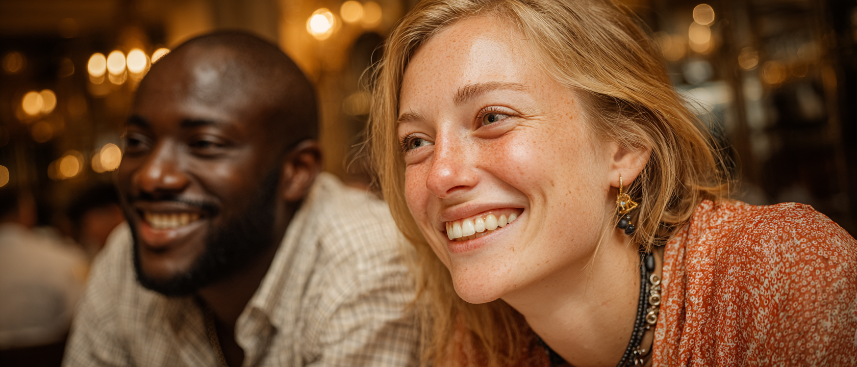 A family celebrating a milestone outdoors with string lights